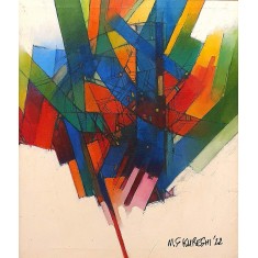 Saeed Kureshi, 24 x 20 Inch, Oil on Canvas, Abstract Painting, AC-SAKUR-002